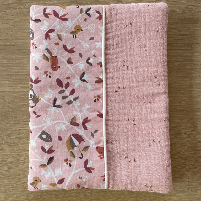 Protège carnet de santé, rose et animaux mignon 