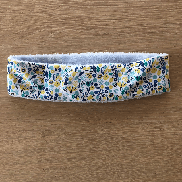 Bandeau de soin, fleurs bleus jaunes